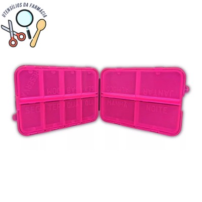 Porta comprimidos cor rosa  compacto semanal + diário 3B